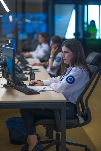 security dispatch in surveillance room